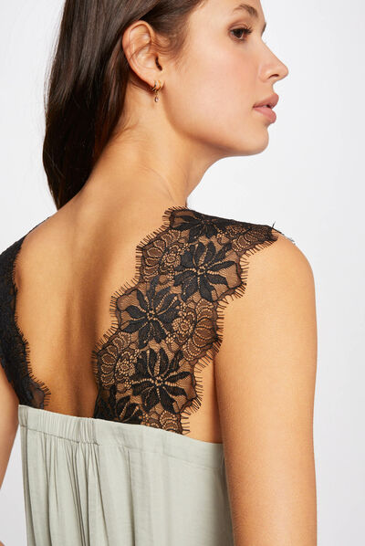 Blouse with wide straps in lace light green ladies'