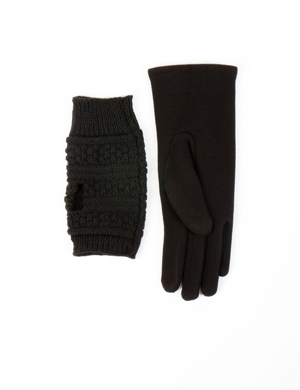 gants en maille avec strass noir femme Gants en maille avec strass noir femme