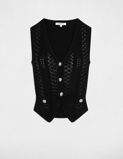 Sleeveless V-neck cardigan black women