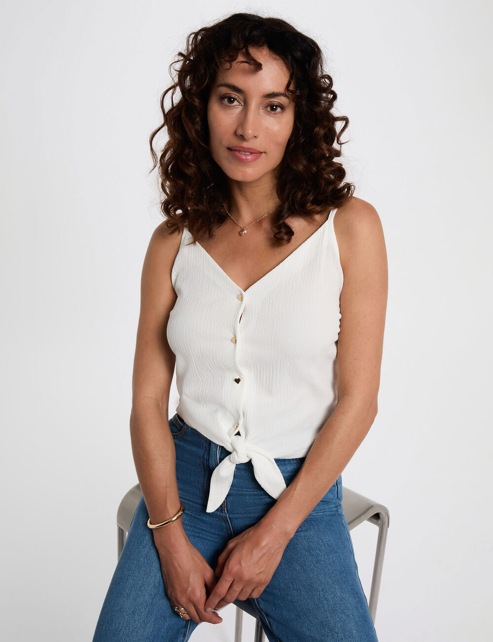 Vest top thin straps white women