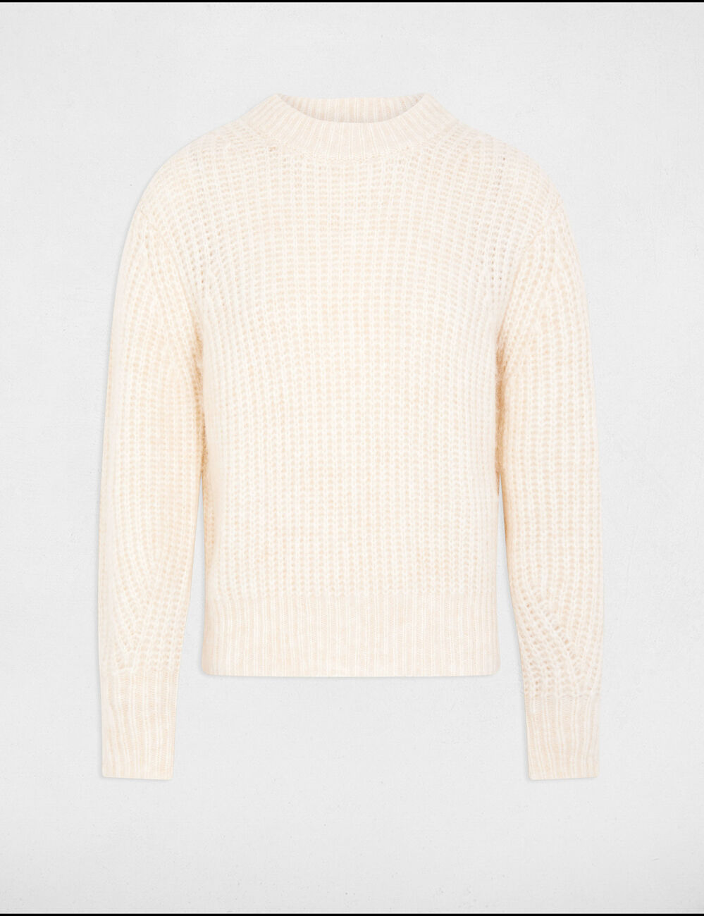 Pull col rond manches longues ivoire femme