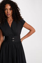 Mid-length dress with V-neck black women