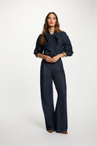 High-waisted wide-leg trousers raw denim women