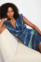 Robe courte ajustée imprimée multicolore femme