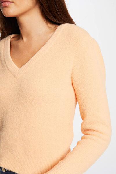 Long-sleeved jumper with V-neck  ladies'