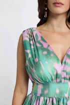 Long dress with V-neck multicolor women