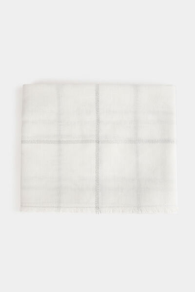 Scarf with check print ivory ladies'