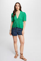 Shirt with English embroidery green women
