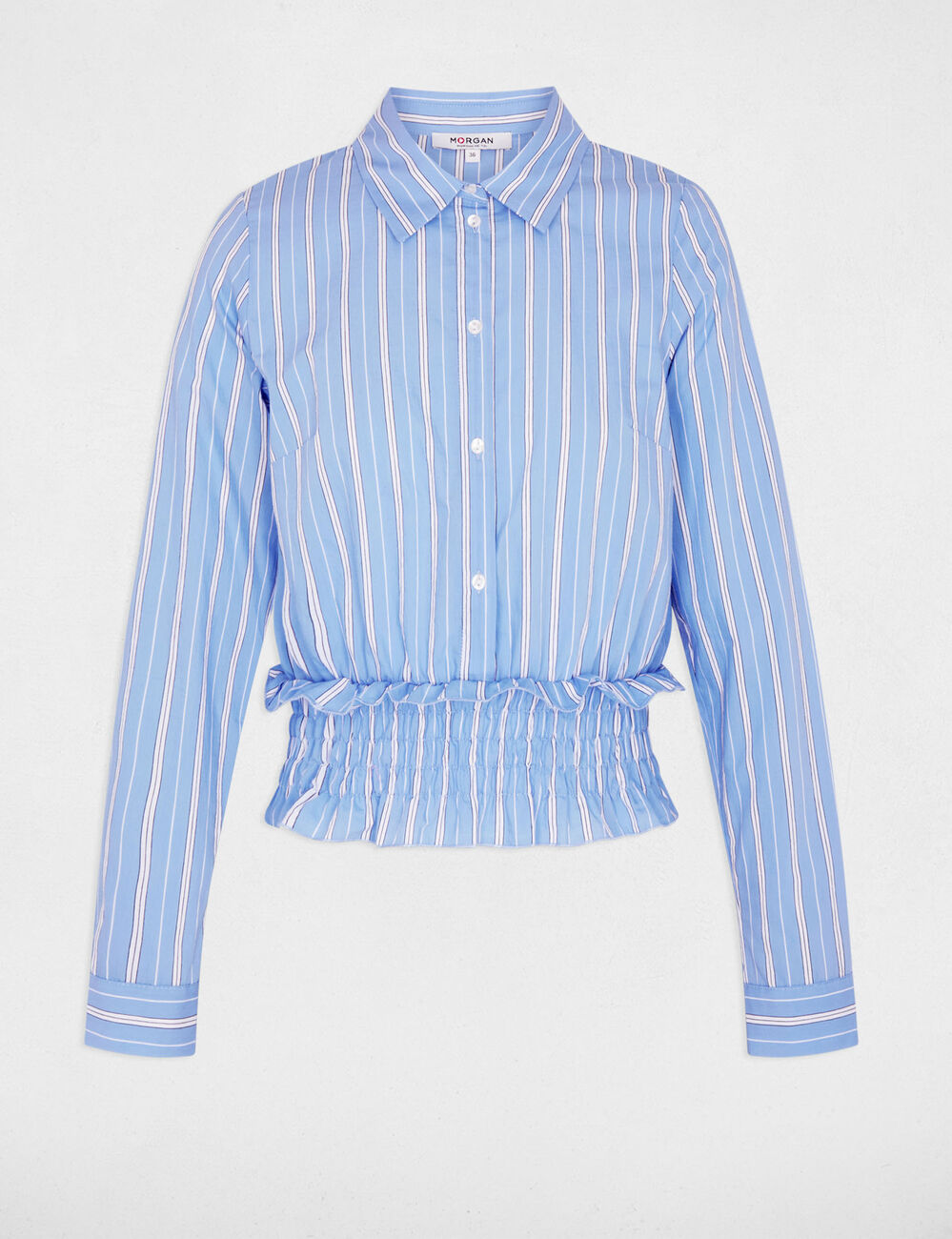 Striped cropped shirt sky blue women