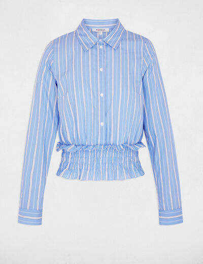 Striped cropped shirt sky blue women