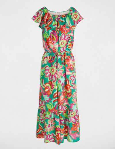 Printed flared midi dress multicolor women