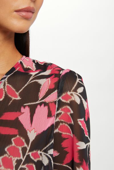 Straight draped dress vegetal print multico ladies'