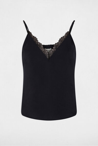 Blouse with thin straps and lace navy ladies'