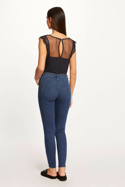 Short-sleeved t-shirt with lace navy ladies'