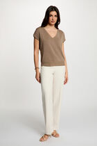 Oversized V-neck sweater taupe women
