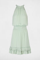 Short high neck dress pastel green women