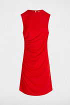 Robe courte ajustée drapée rouge femme