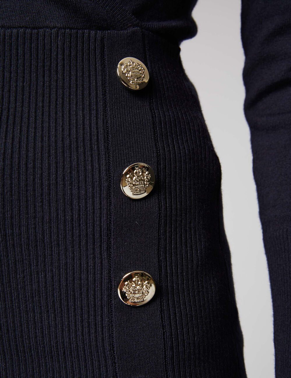 Long-sleeved jumper wrap-over neckline navy blue women