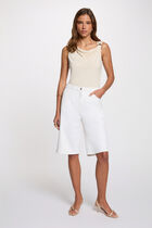 Cowl neck tank top light beige women