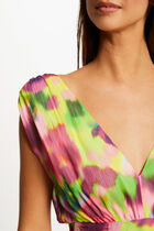 Maxi waisted dress abstract print multicolored women