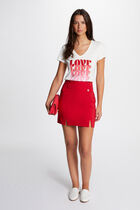 Mini skirt with buttons dark red women