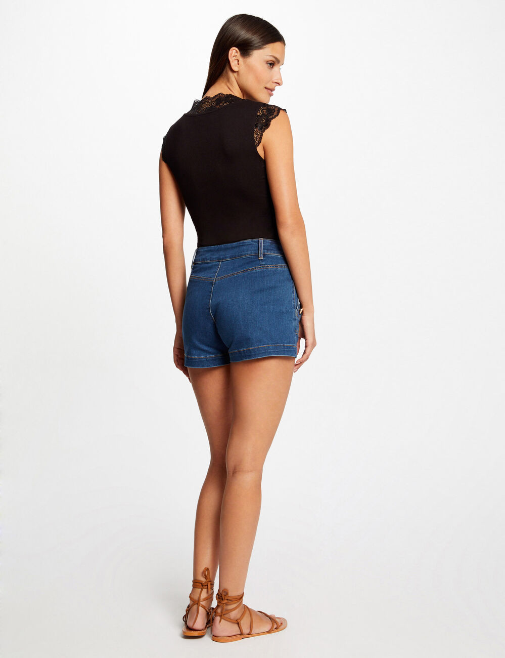 Vest top with wide straps and lace black women
