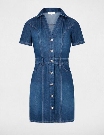Short fitted denim dress raw denim women