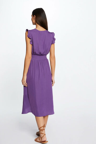Sleeveless loose straight dress dark purple ladies'