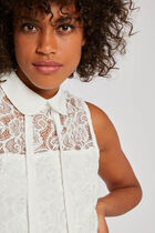 Sleeveless lace blouse with lining white women