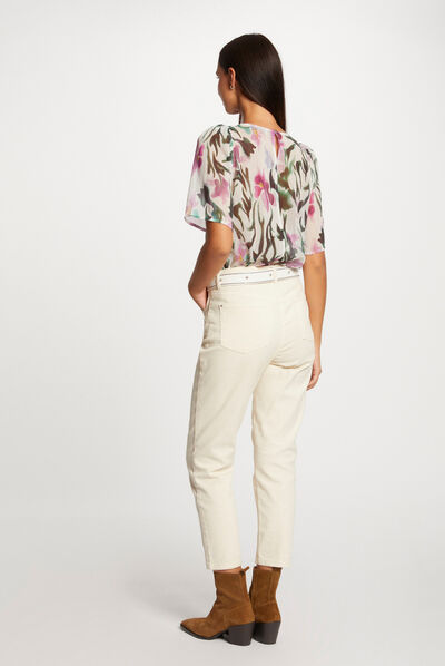 Short-sleeved blouse floral print multico ladies'