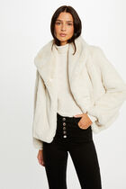 Faux fur coat ivory women