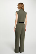 Cropped sleeveless jacket khaki green women