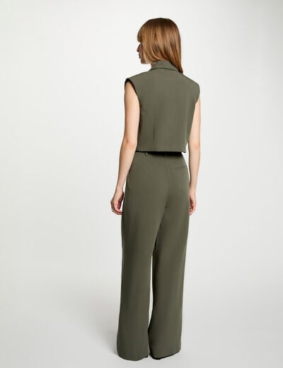 Cropped sleeveless jacket khaki green women