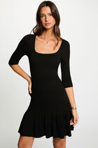Knitted dress with 3/4 sleeves black women