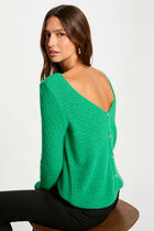 Gilet manches longues col en V vert femme