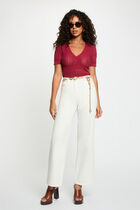 Short-sleeve lace top bordeaux women