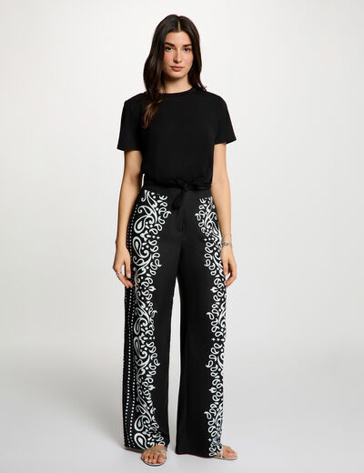 Flowy printed trousers black women