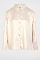 Long-sleeved satin shirt gold yellow women
