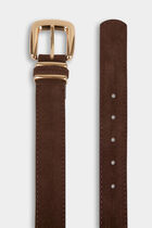 Thin faux leather belt dark brown women