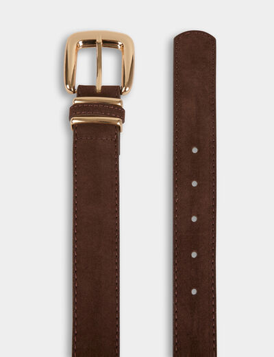 Thin faux leather belt dark brown women