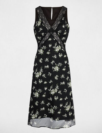 Lace dress with v-neck multicolor women