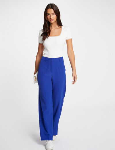 Straight trousers with darts electric blue ladies'