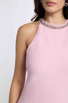 Knitted trapeze dress light pink women