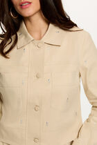 Cropped studded jacket beige women