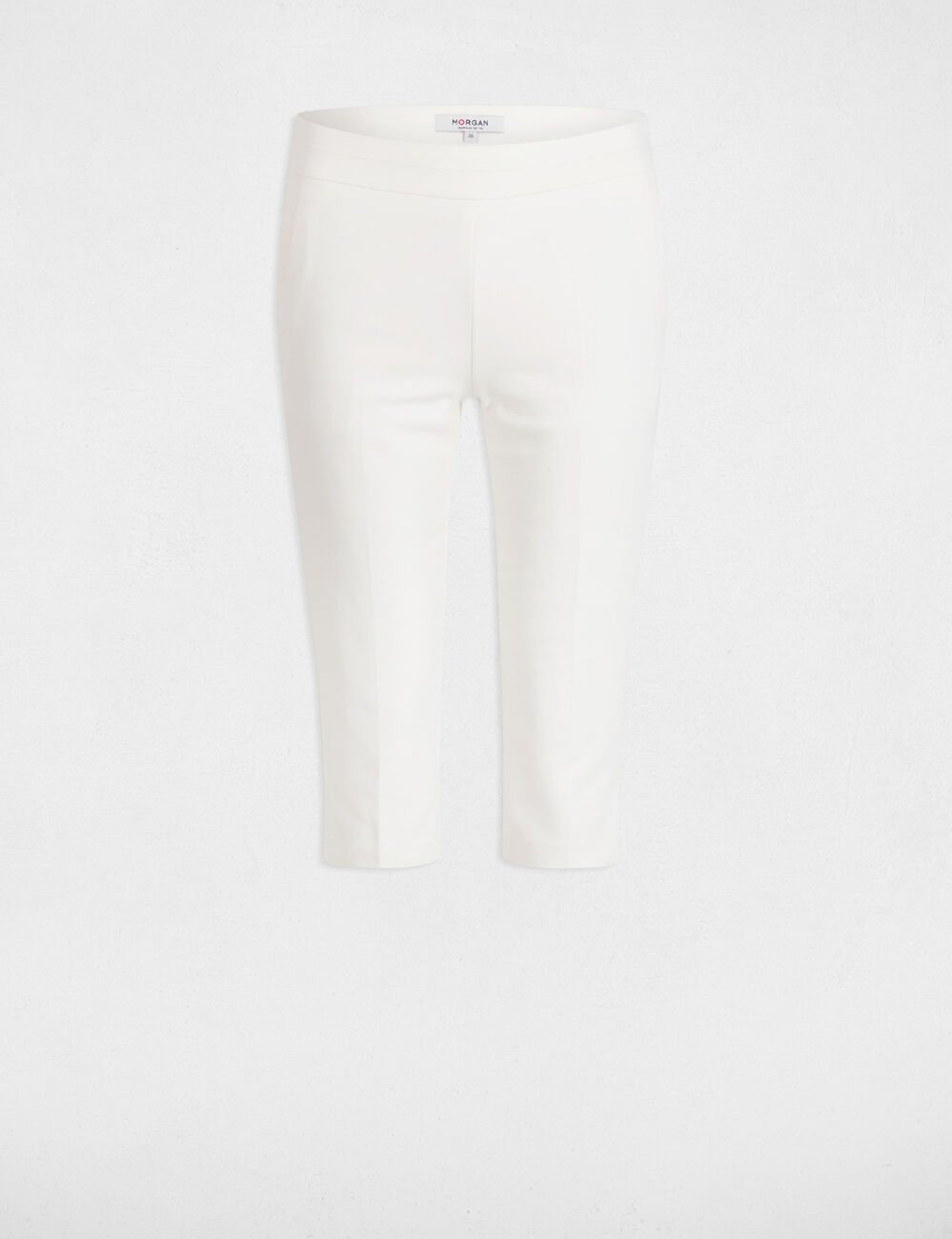 Pantacourt slim blanc femme
