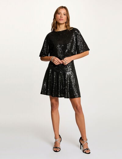 robe courte sequins noir femme black women