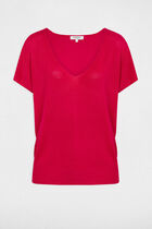 Jumper V-neck short sleeves medium pink women