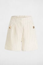 High-waisted striped shorts beige women