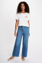 Printed t-shirt with round neck white women
