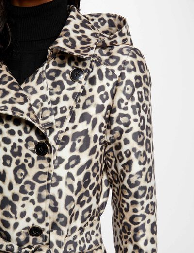 Straight belted trenchcoat leopard print multico ladies'